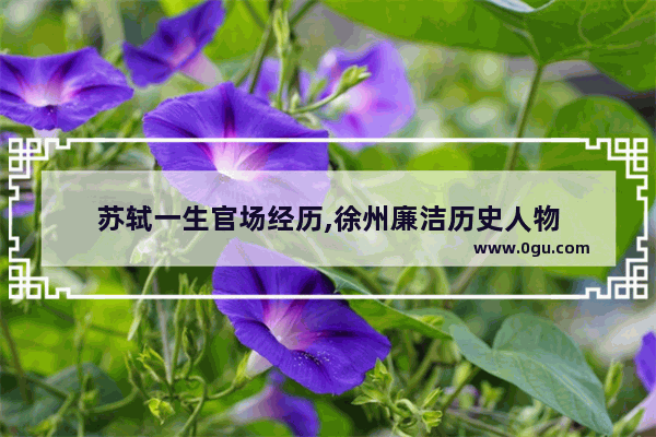 苏轼一生官场经历,徐州廉洁历史人物