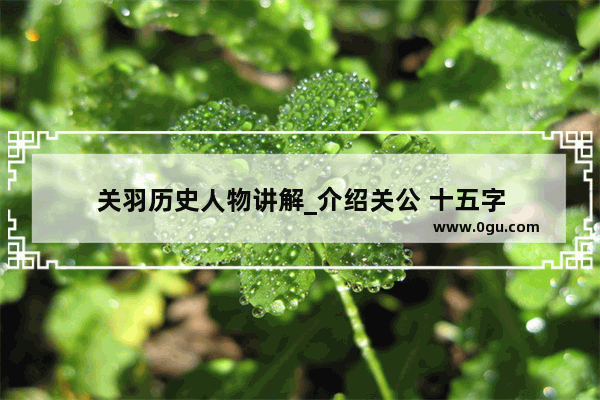关羽历史人物讲解_介绍关公 十五字