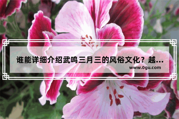 谁能详细介绍武鸣三月三的风俗文化？越详细越好！谢谢_2023广西三月三哪里最好玩