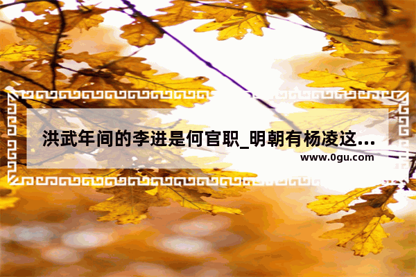 洪武年间的李进是何官职_明朝有杨凌这个人吗