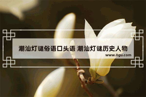 潮汕灯谜俗语口头语 潮汕灯谜历史人物