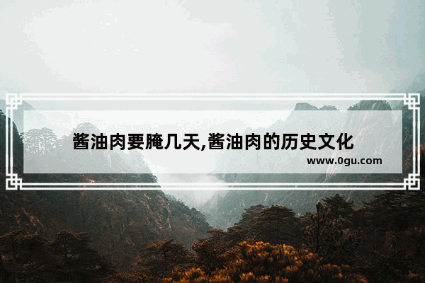 酱油肉要腌几天,酱油肉的历史文化