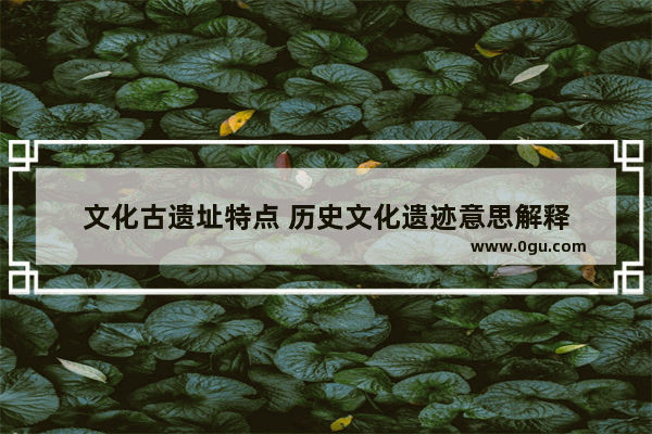 文化古遗址特点 历史文化遗迹意思解释