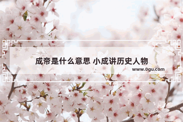 成帝是什么意思 小成讲历史人物