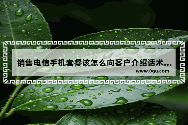 销售电信手机套餐该怎么向客户介绍话术_如何合理使用手机英语