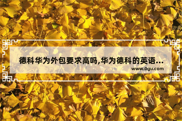 德科华为外包要求高吗,华为德科的英语考试