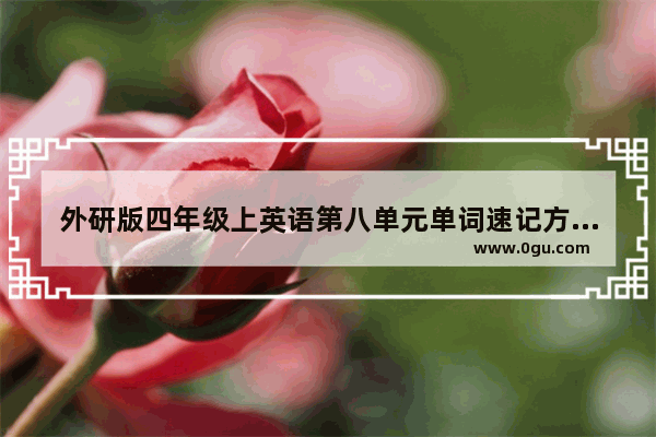 外研版四年级上英语第八单元单词速记方法 小学四年级上册英语外研版