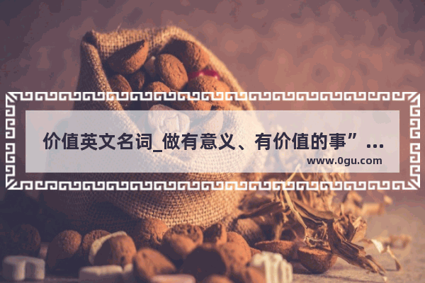 价值英文名词_做有意义、有价值的事”用英文怎么表达