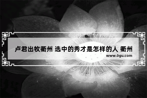 卢君出牧衢州 选中的秀才是怎样的人 衢州爱译英语口语