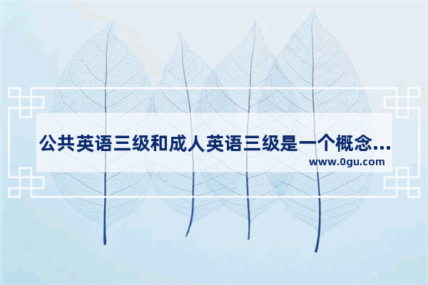 公共英语三级和成人英语三级是一个概念吗？公,公英语