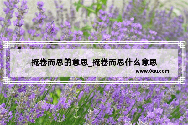 掩卷而思的意思_掩卷而思什么意思