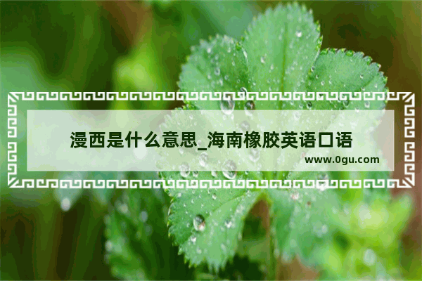 漫西是什么意思_海南橡胶英语口语