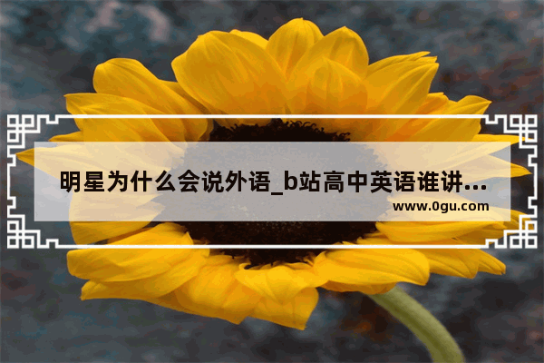 明星为什么会说外语_b站高中英语谁讲得好