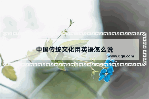 中国传统文化用英语怎么说