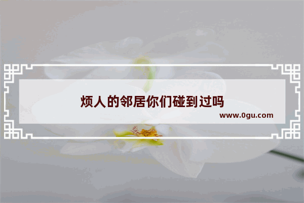 烦人的邻居你们碰到过吗