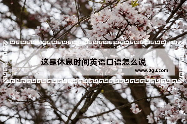 这是休息时间英语口语怎么说