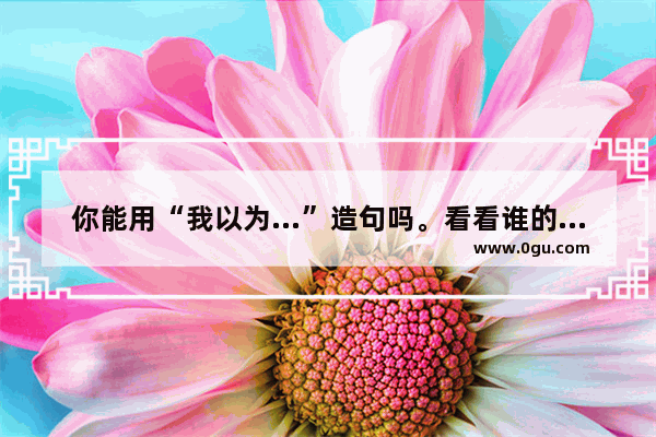 你能用“我以为…”造句吗。看看谁的回答最能让人心痛