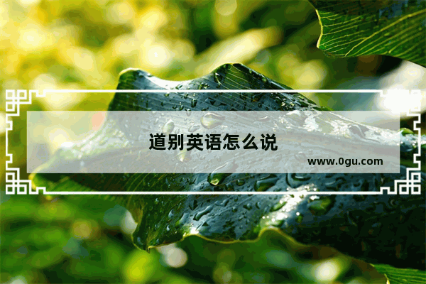 道别英语怎么说