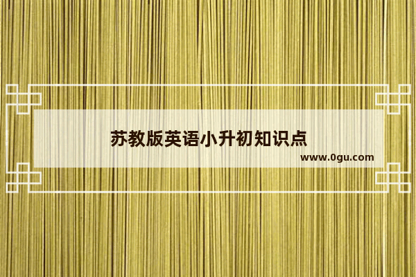 苏教版英语小升初知识点