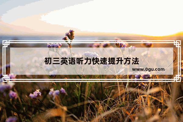 初三英语听力快速提升方法
