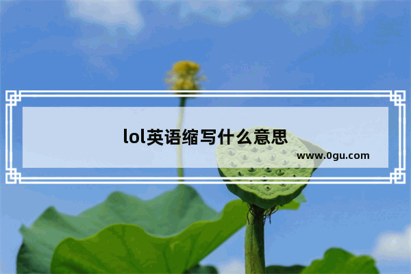 lol英语缩写什么意思