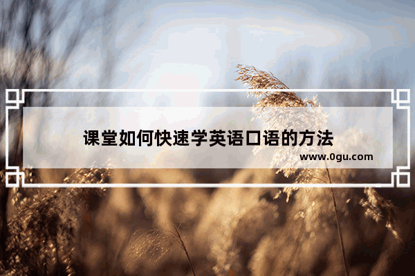 课堂如何快速学英语口语的方法