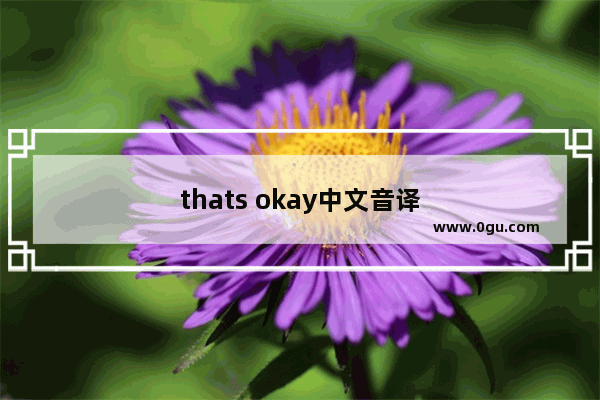 thats okay中文音译