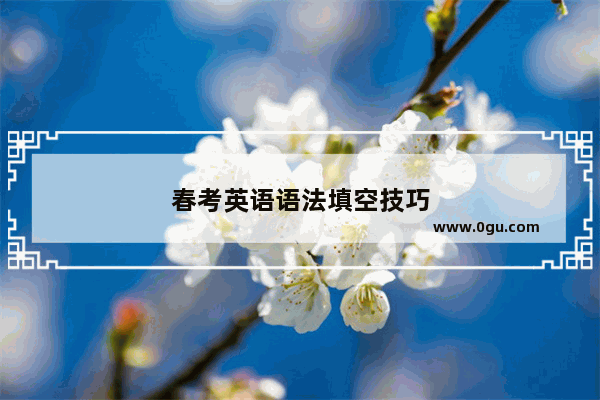春考英语语法填空技巧