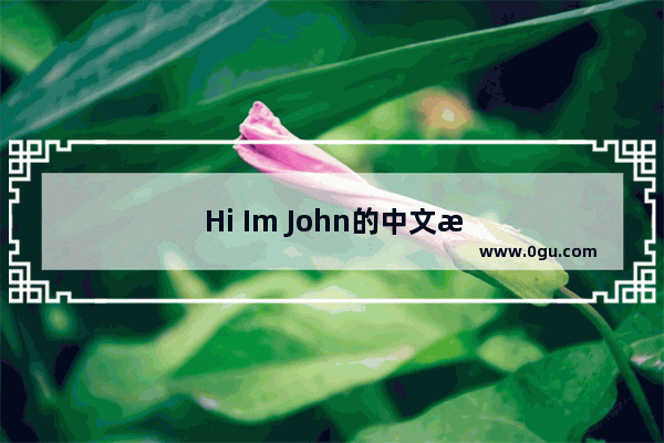 Hi Im John的中文意思是什么
