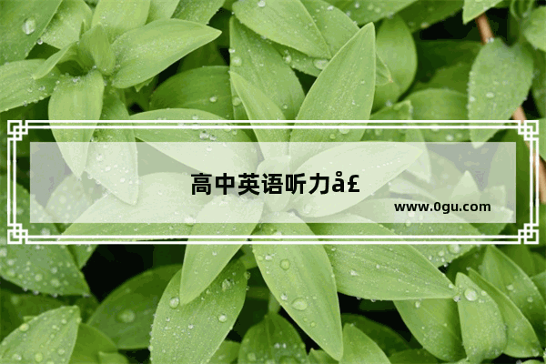 高中英语听力声音特别小怎么办