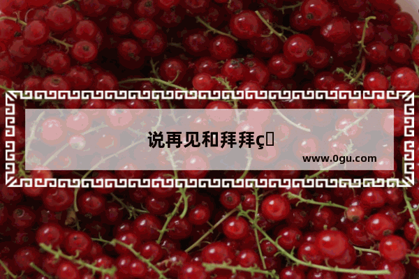 说再见和拜拜的区别