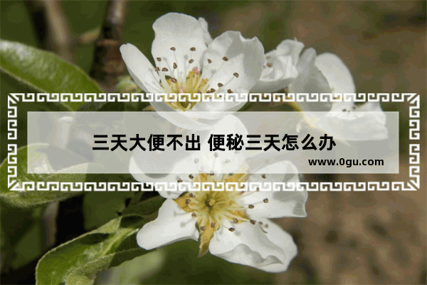三天大便不出 便秘三天怎么办