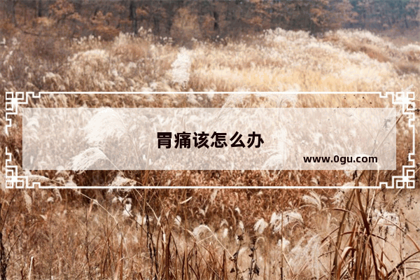 胃痛该怎么办
