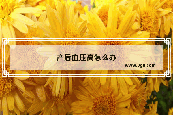 产后血压高怎么办