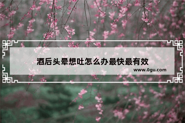 酒后头晕想吐怎么办最快最有效