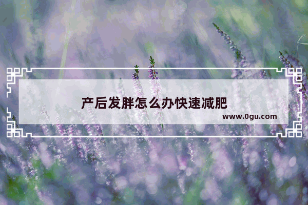 产后发胖怎么办快速减肥