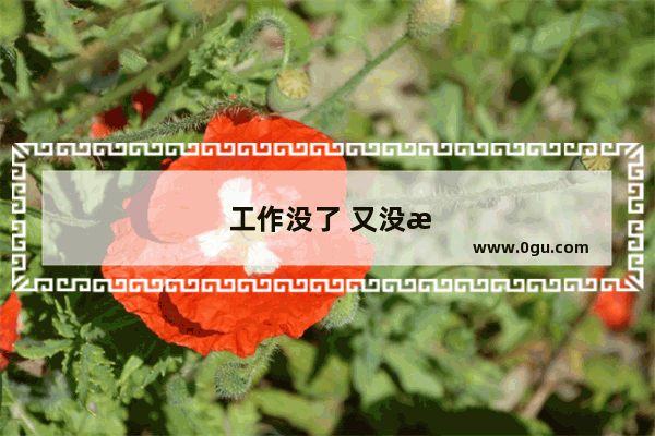 工作没了 又没有其它的工作 心好烦啊…我该怎么办