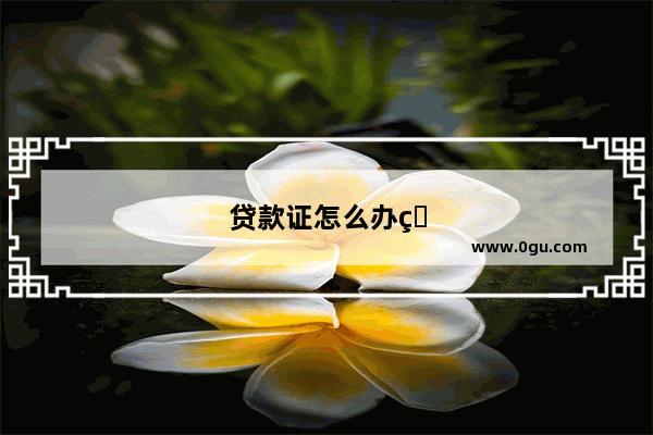 贷款证怎么办理