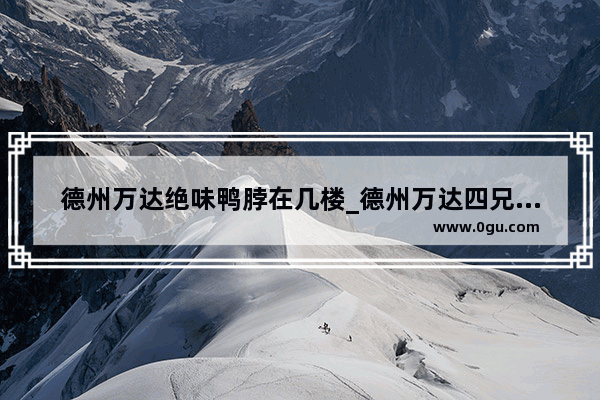 德州万达绝味鸭脖在几楼_德州万达四兄弟有哪四个