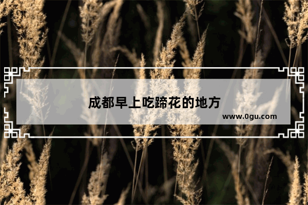 成都早上吃蹄花的地方