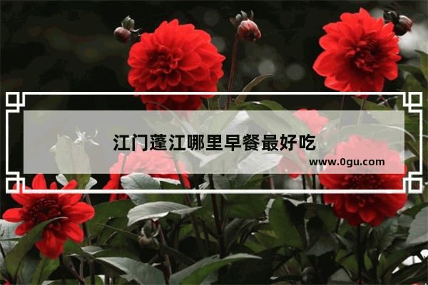 江门蓬江哪里早餐最好吃