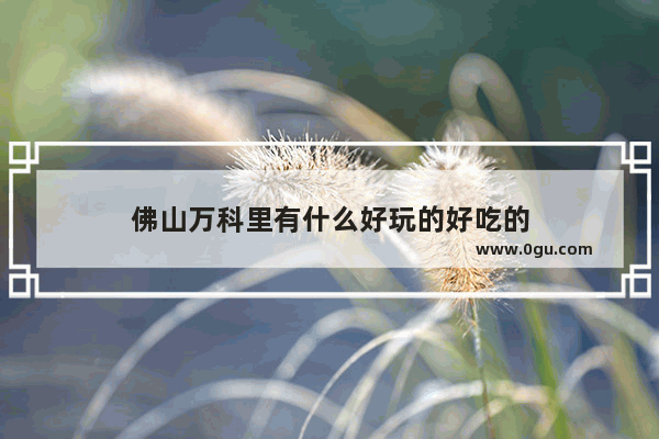 佛山万科里有什么好玩的好吃的