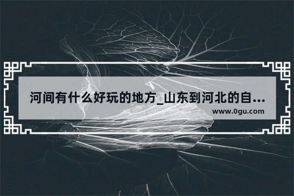 河间有什么好玩的地方_山东到河北的自驾游路线