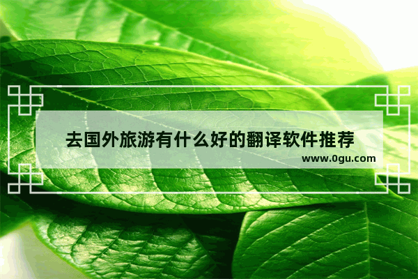 去国外旅游有什么好的翻译软件推荐