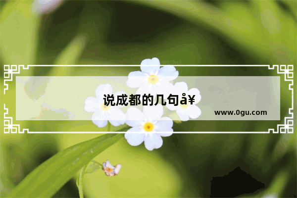 说成都的几句好句子