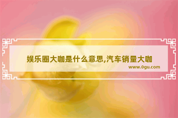 娱乐圈大咖是什么意思,汽车销量大咖