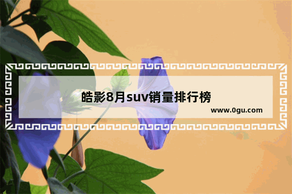 皓影8月suv销量排行榜