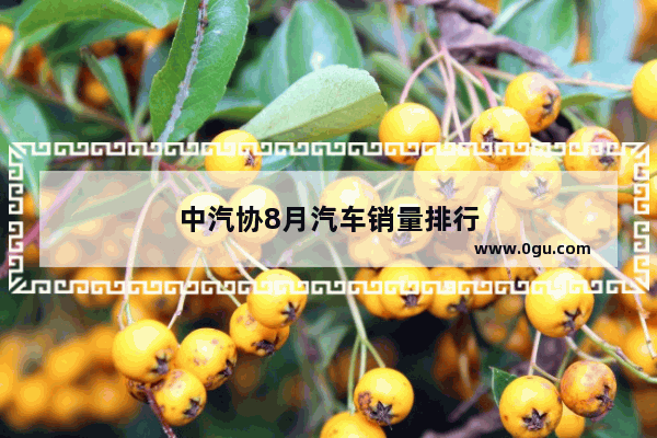 中汽协8月汽车销量排行
