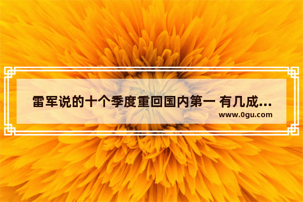 雷军说的十个季度重回国内第一 有几成把握