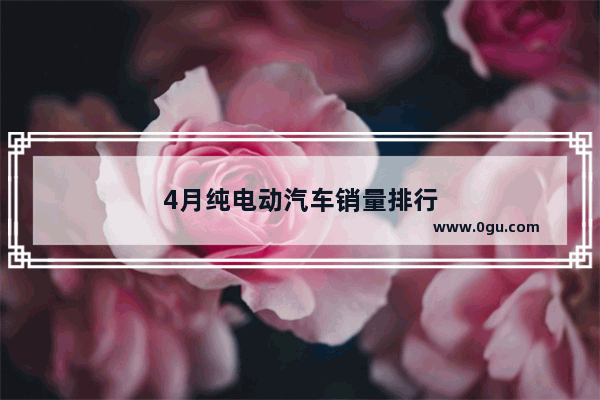 4月纯电动汽车销量排行